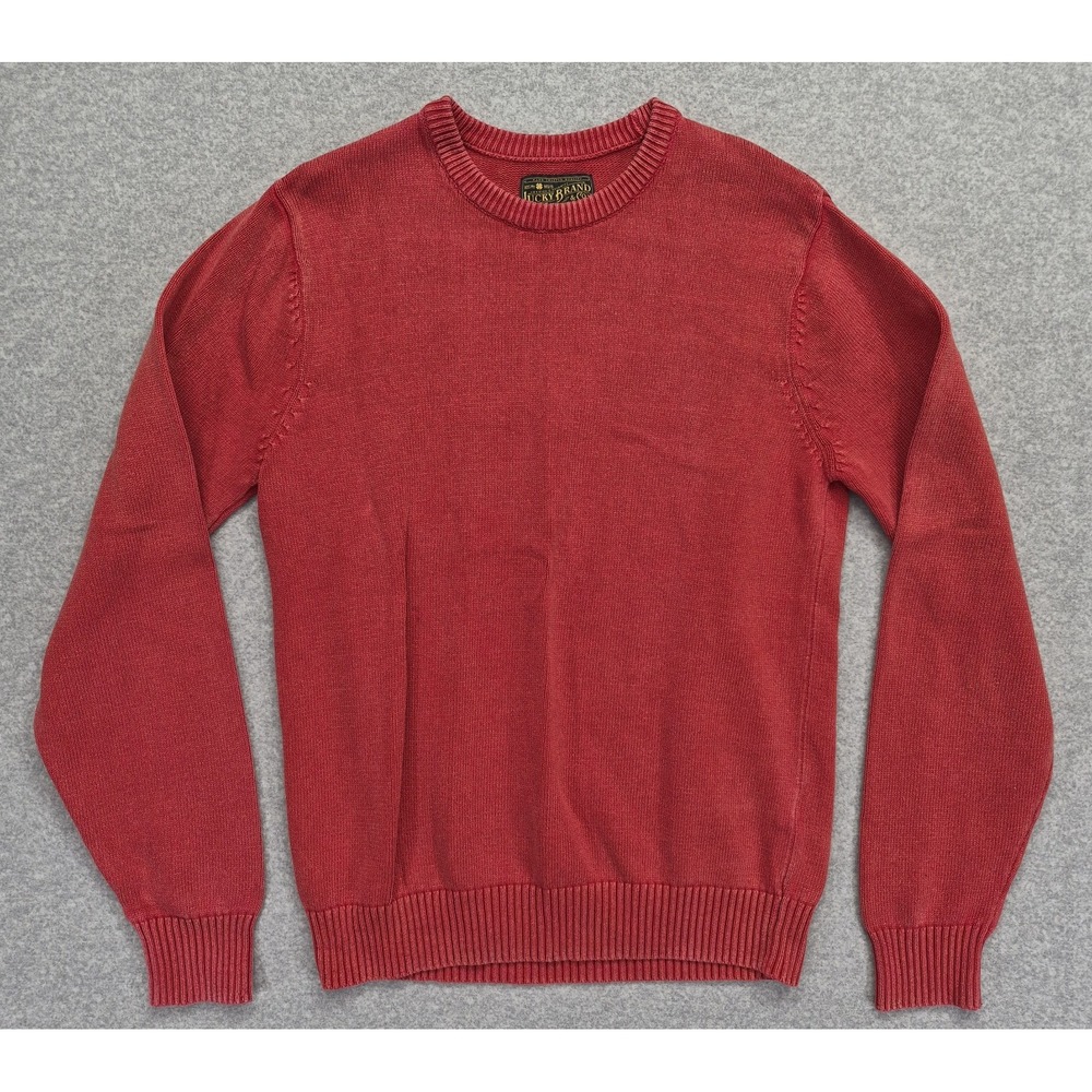 Lucky Brand Sweater Womens Medium Rust Red Pullover Boho Knit Cottagecore